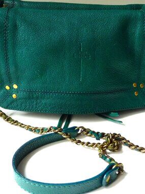 Jerome Dreyfuss Bobi green lambskin leather crossbody bag